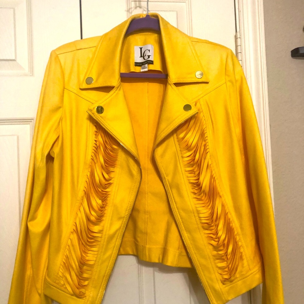 Yellow faux suede jacket